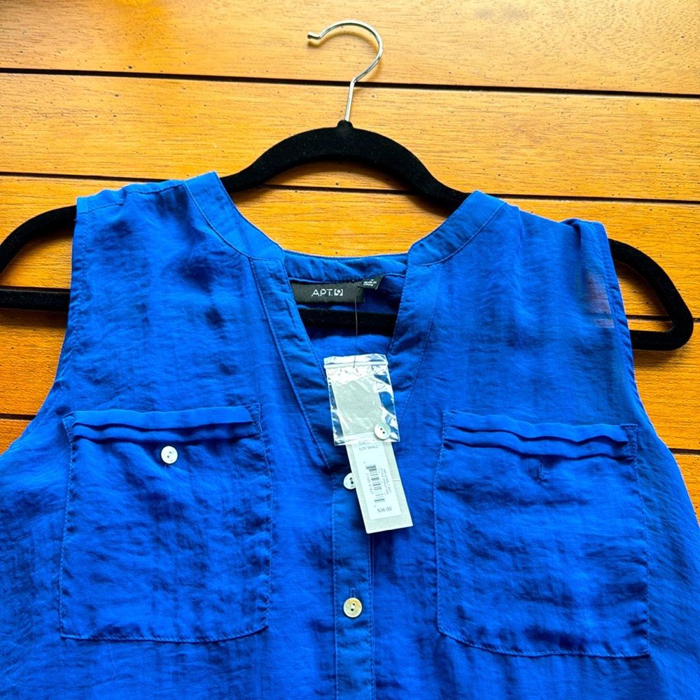 NWT Apt. 9 Blue Tank Top / Sheer Blue Sleeveless Shirt size Small